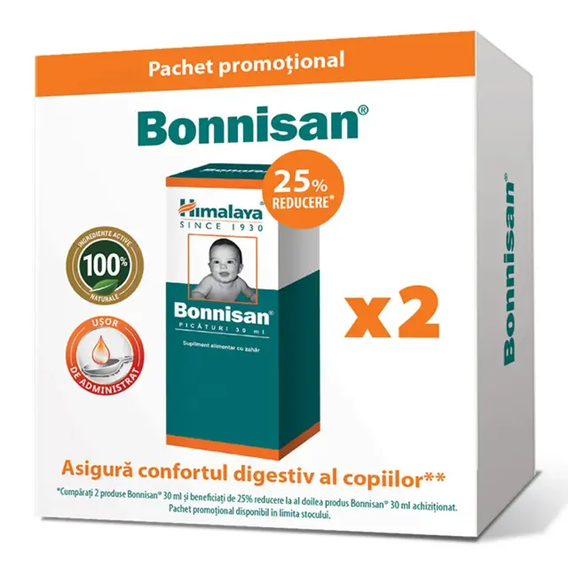 Poza produs Bonnisan picaturi 1+1 25% reducere, Himalaya | 30 ml