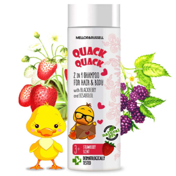Poza produs Sampon pentru copii cu mure si capsuni +3ani, QUACK QUACK, Rubella | 200 ml