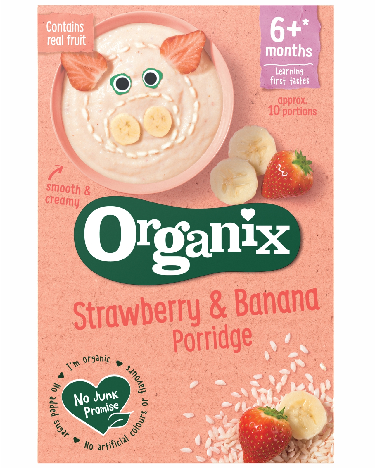 Poza produs CEREALE ECOLOGICE BIO CU OREZ PORUMB CAPSUNI SI BANANE 6+ LUNI 120G 223310   ORGANIX BRANDS