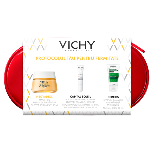 Poza produs Trusa balsam de zi Neovadiol Magistral + Capital Soleil SPF 50+ + Dercos anti-matreata, Vichy | 50 ml + 15 ml + 50 ml