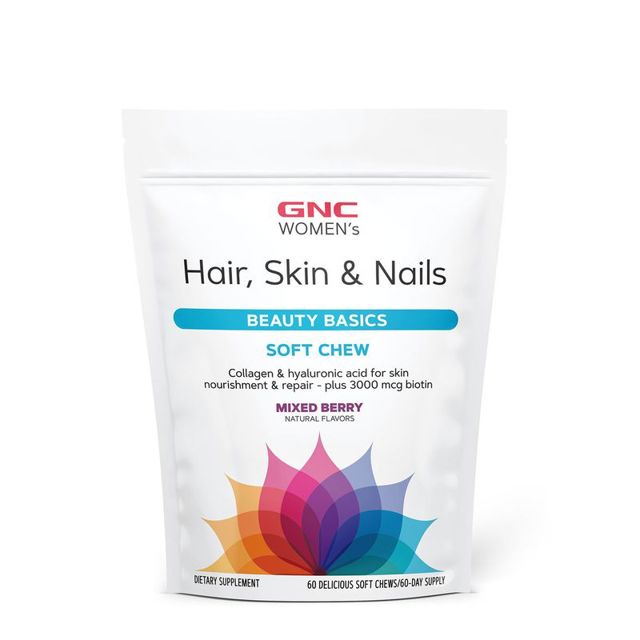 Poza produs GNC Women’s Hair, Skin & Nails Formula, Formula pentru Par, Piele si Unghii, Caramele cu Aroma de Fructe de Padure | 60buc