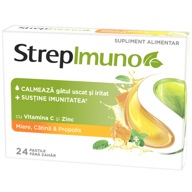 Poza produs Strepimuno cu miere, catina si propolis, Reckitt Benckiser | 24 pastile de supt