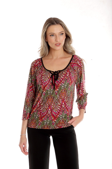 Poza produs Bluza ie CP24019 SIZE magenta & verde, Cesy | marimea XXXL