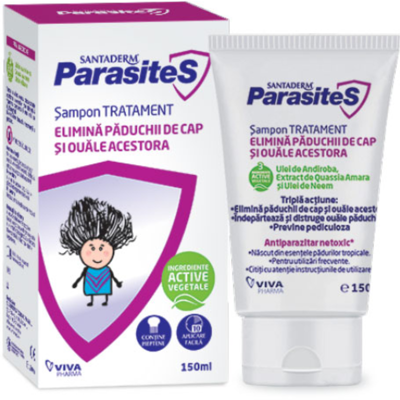 Poza produs Sampon tratament pentru paduchi Santaderm Parasites, Viva Pharma | 150 ml