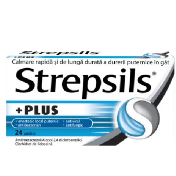 Poza produs Strepsils Plus, Reckitt Benckiser | 24 pastile