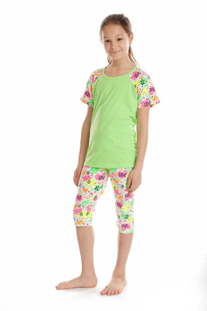 Pijama 3/4 fete AV2429 vernil/inimioare Love, Andana | marimea 34 (7/8 ani) — poza produs 3/3