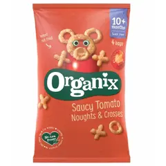 Snack ecologic Bio din Porumb si Rosii (X si O) 10+ luni, Organix | 4 X 15 g