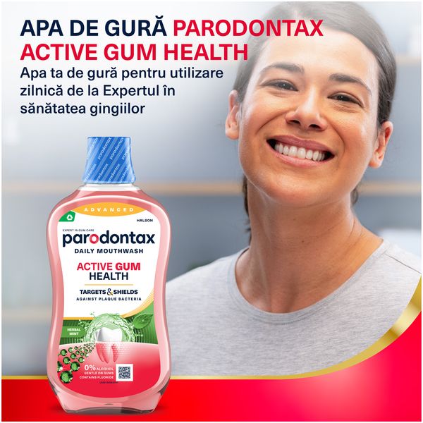 Poza produs Apa de gura Parodontax Active Gum Health Herbal Mint, Glaxo | 500 ml