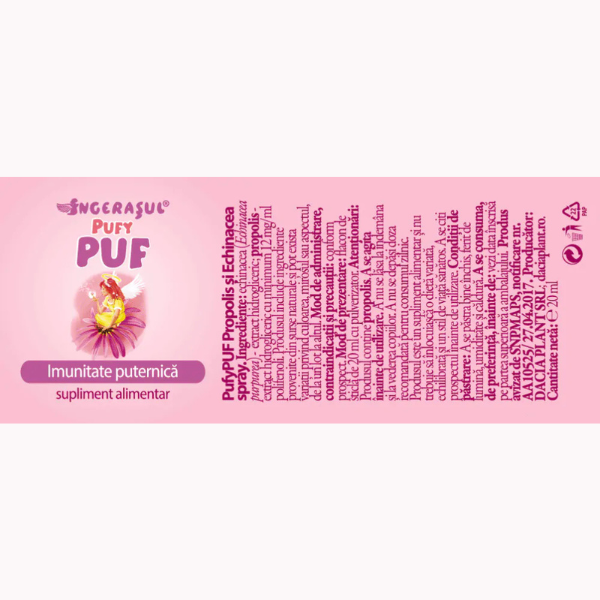 Poza produs Ingeras Pufy Puf Spray Propolis cu Echinacea, Dacia Plant | 20 ml