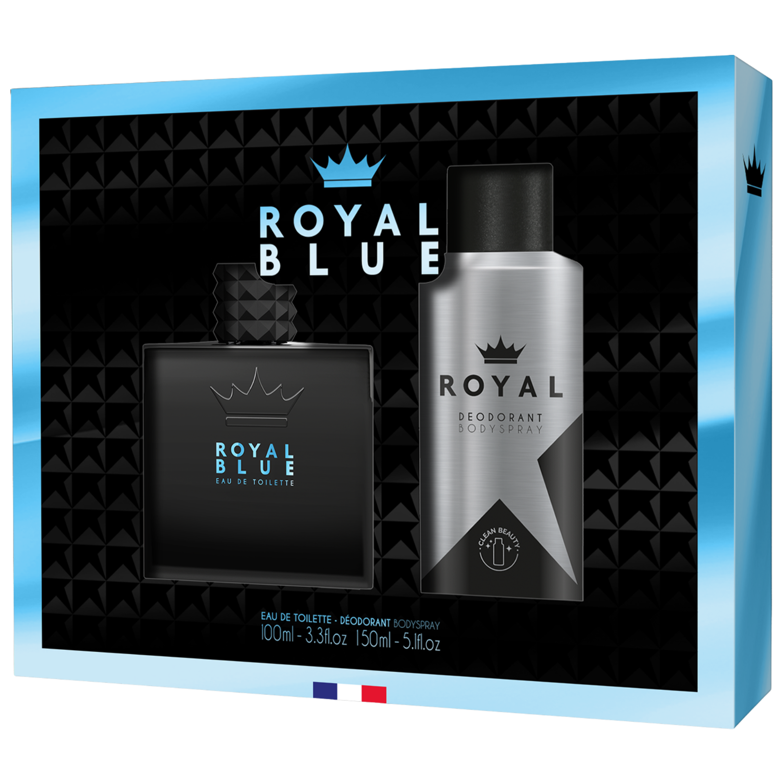 Poza produs Set cadou barbati Royal Blue, Corania | EDT 100 ml + deodorant 150 ml