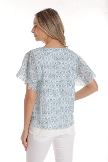Poza produs Bluza dama CV25042 bleu microimprimeu, Cesy | marimea XL