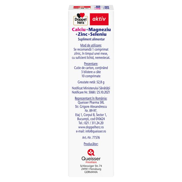 Calciu + Magneziu + Zinc + Seleniu, Doppelherz Aktiv | 30 comprimate — poza produs 3/4