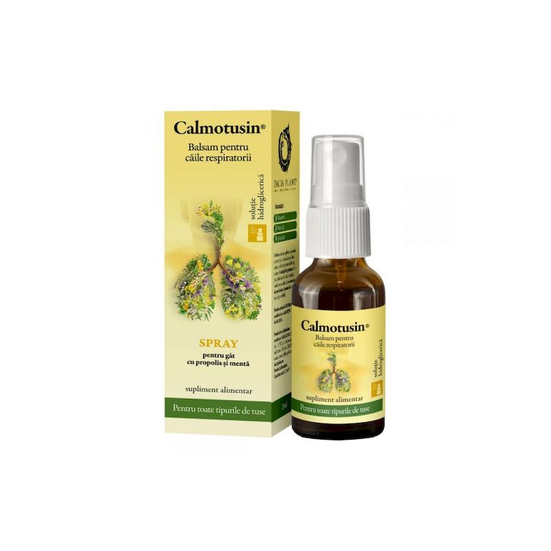 Poza produs Calmotusin Spray pentru gat cu propolis si menta fara alcool | 20 ml