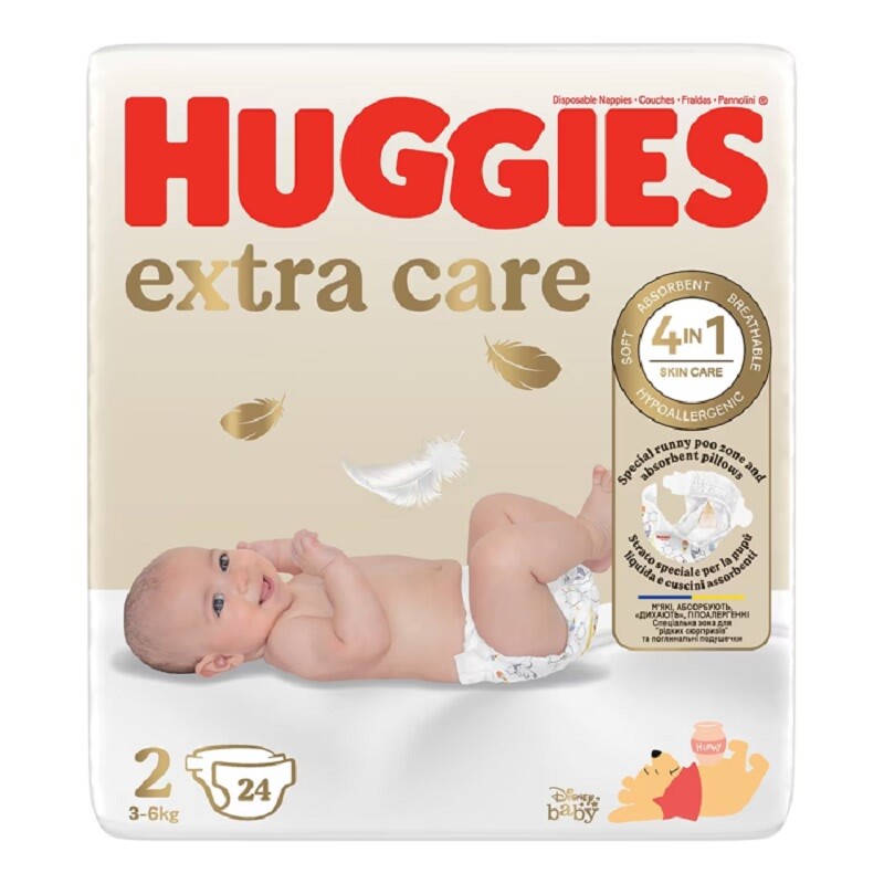 Poza produs Huggies Extra Care nr.2, 3-6 kg | 24 bucati