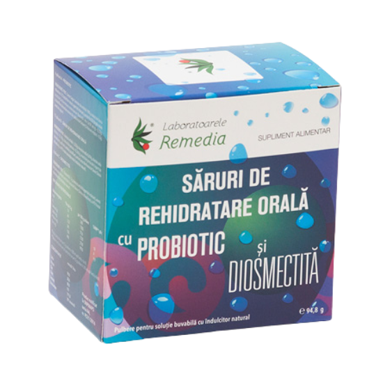 Poza produs SARURI REHIDRATARE ORALA CU PROBIOTICE SI DIOSMECTITA 12+6+6 PLICURI