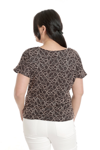 Poza produs Bluza dantela CV23045 maro & bej broderie, Cesy | marimea S