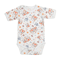 Body 4 capse maneca scurta RB03 alb/imprimeu ursuleti, Rombaby | 6/9 luni
