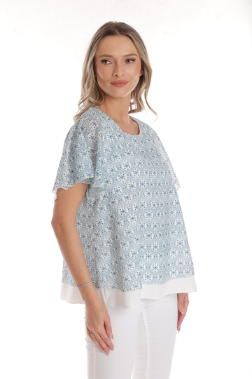 Poza produs Bluza dama CV25042 bleu microimprimeu, Cesy | marimea S