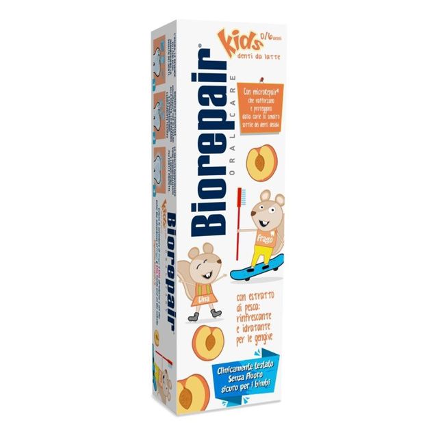 Poza produs Pasta de dinti pentru copii cu extract de piersica Biorepair Kids 0-6 ani, Coswell | 50 ml