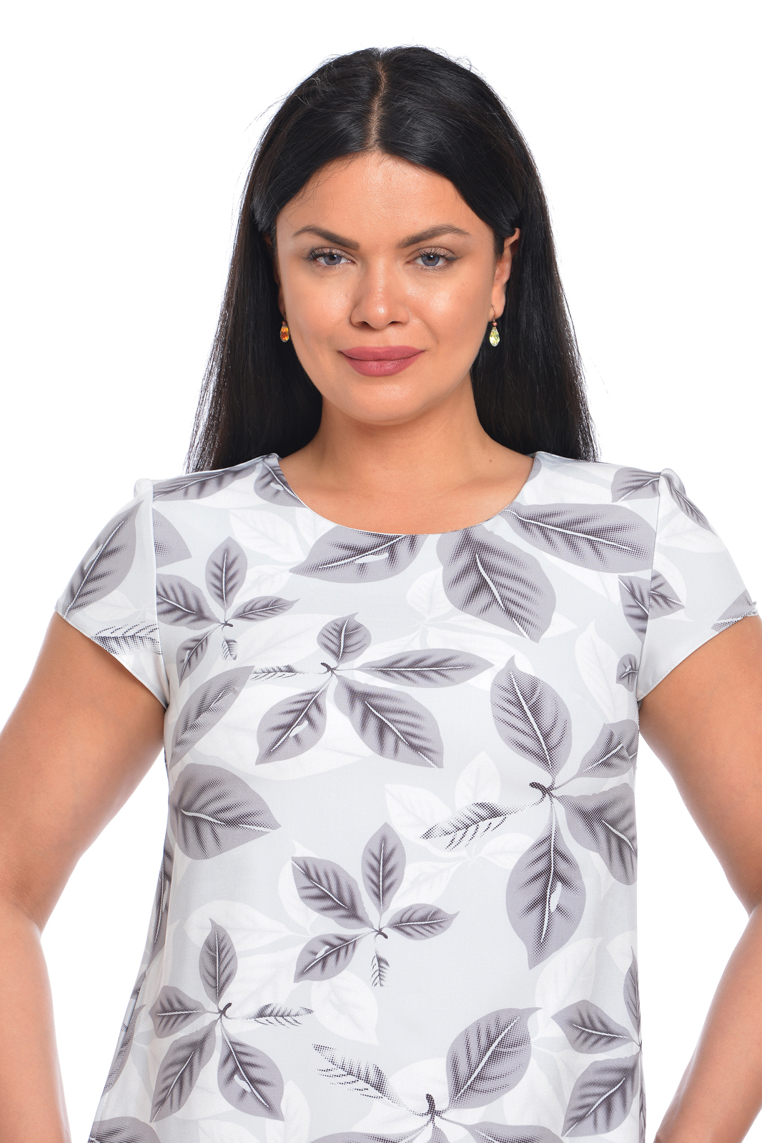 Poza produs Rochie cu buzunare CV22053 gri frunze, Cesy | marimea M