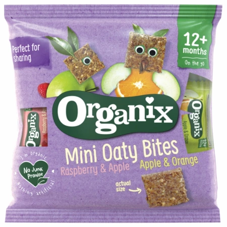 Poza produs MINI BATOANE ECOLOGICE BIO DIN OVAZ INTEGRAL MERE-PORTOCALE MERE-ZMEURA 12+ LUNI 110G 99830   ORGANIX BRANDS