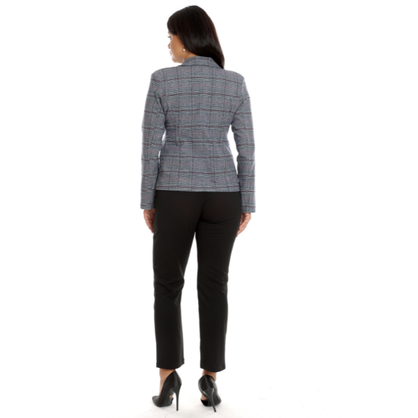Poza produs Sacou dama DT22S43 gri/rosu cadrilat, Dress to Impress | marimea 40