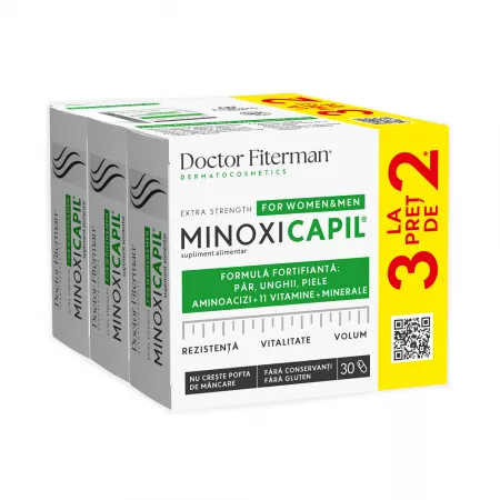 Poza produs MINOXICAPIL 30CPS PACHET SPECIAL 3 LA PRET DE 2 DOCTOR FITERMAN