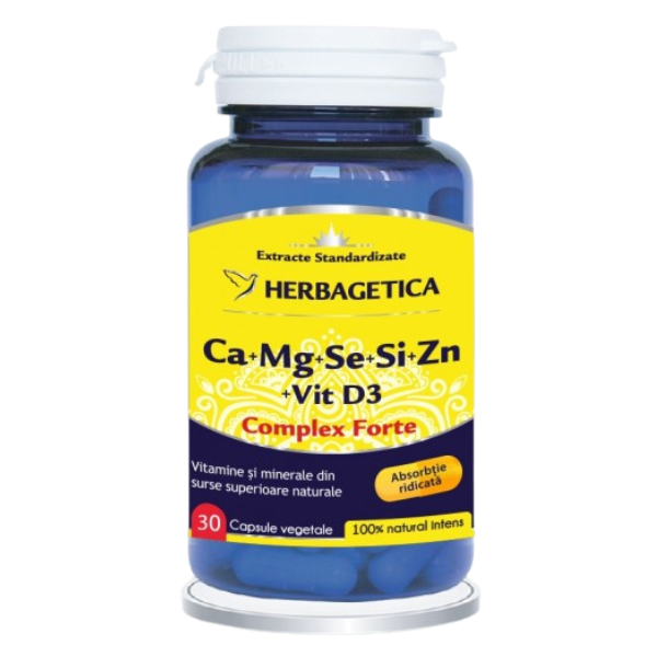Poza produs Ca+Mg+Se+Si+Zn cu vitamina D3 Complex Forte, Herbagetica | 30 capsule
