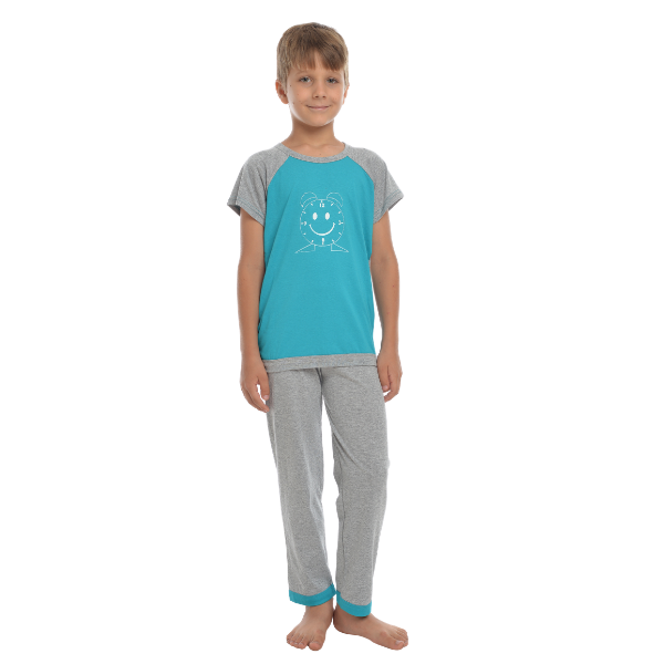 Pijama copii AT2104 gri/turcoaz Clock, Andana | marimea 36 (9/10 ani) — poza produs 1/4