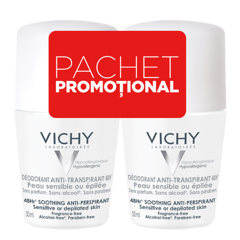 Pachet deodorant roll-on antiperspirant 48 ore fara parfum,1+1, Vichy | 50 ml