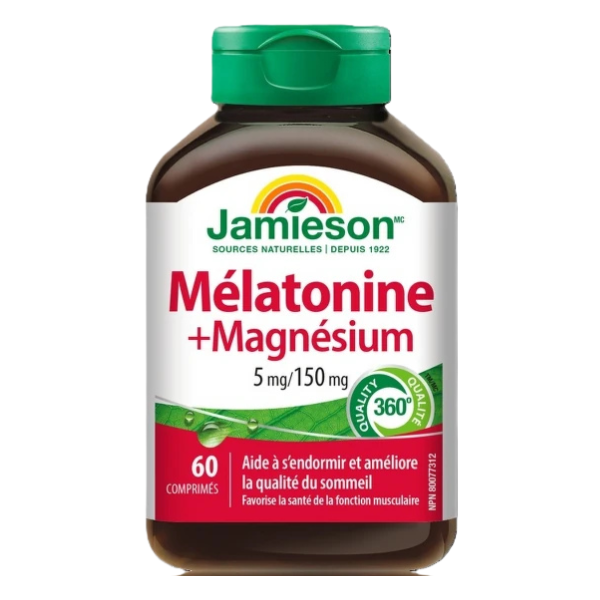 Poza produs Melatonina 5 mg + magneziu bisglicinat,Jamieson | 60 tablete