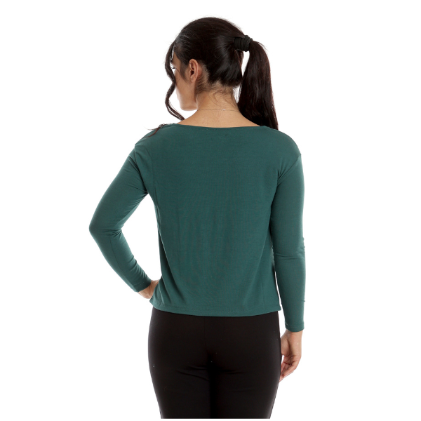 Poza produs Bluza decolteu falduri CP24020 verde, Cesy | marimea L