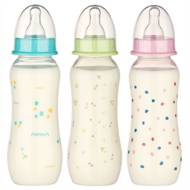 Poza produs Biberon PP fara BPA, decor buline, tetina rotunda M, 48010, Baby Nova | 240 ml