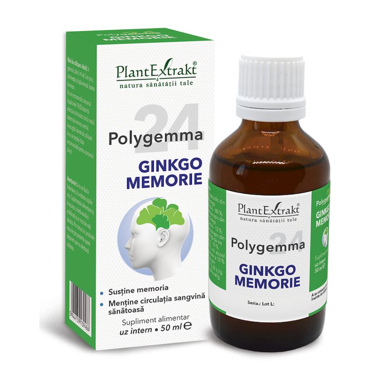 Poza produs Polygemma 24 Ginkgo Memorie, Plant Extrakt | 50 ml
