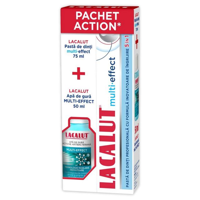 Poza produs Pachet Pasta de Dinti Lacalut Multi-Effect (75 ml) + Apa de Gura Multi-Effect (50 ml)