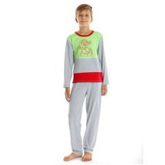 Pijama copii (baieti) AI2360 gri/vernil/rosu, Andana | marimea 34 (7/8 ani)