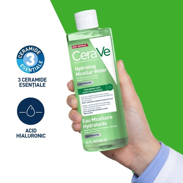 Apa micelara hidratanta pentru ten Normal si Uscat, Cerave | 400 ml — poza produs 5/7