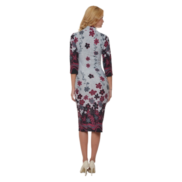 Rochie R2143 gri/ciclame/negru, Natalee | marimea S — poza produs 2/2