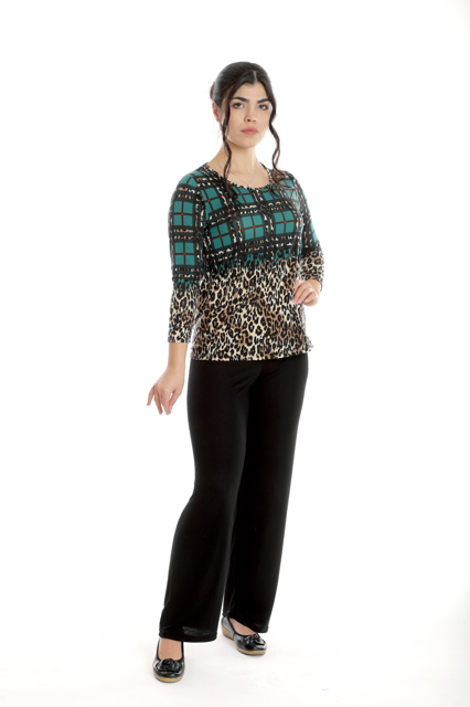 Poza produs Tinuta dama casual CP24010 verde animal print/negru, Cesy | marimea S