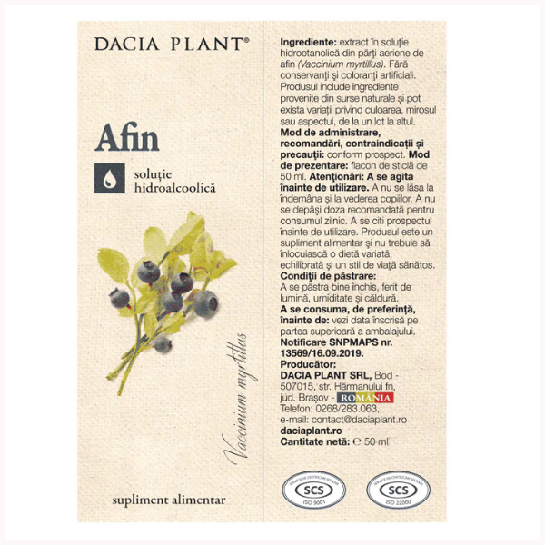 Poza produs Tinctura Afin, Dacia Plant | 50 ml