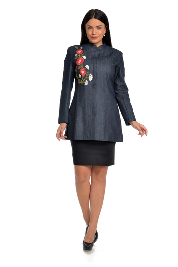 Poza produs Trenci dama brodat T02D denim/broderie florala, Dress to Impress | marimea 36