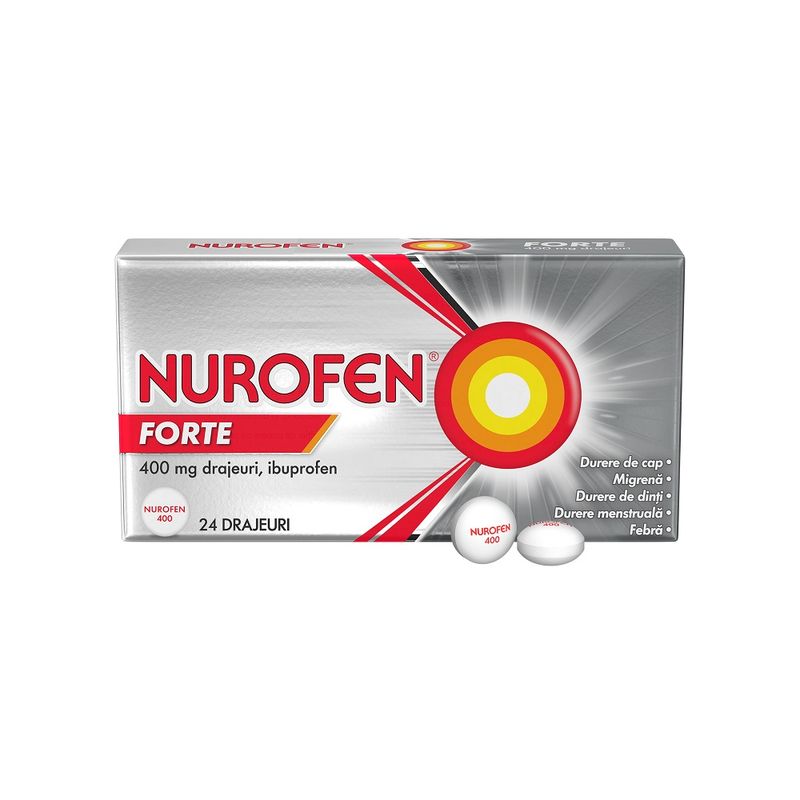 Poza produs Nurofen Forte, 400 mg, Reckitt Benkiser | 24 drajeuri