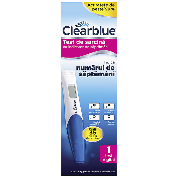 Test de sarcina digital cu indicator de saptamani, Clearblue | 1 bucata — poza produs 1/10