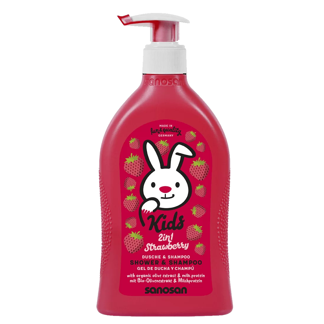 Poza produs Sampon si gel de dus cu aroma de capsuni, Sanosan Kids | 400 ml