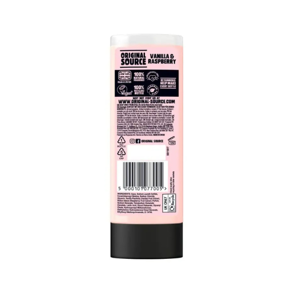 Poza produs GEL DE DUS ORIGINAL SOURCE VANILIE SI ZMEURA  500ML