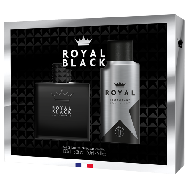 Poza produs Set cadou barbati Royal Black, Corania | EDT 100 ml + deodorant 150 ml