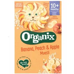 Musli ecologic cu banana, piersica si mar, +10 luni, Organix | 200 g