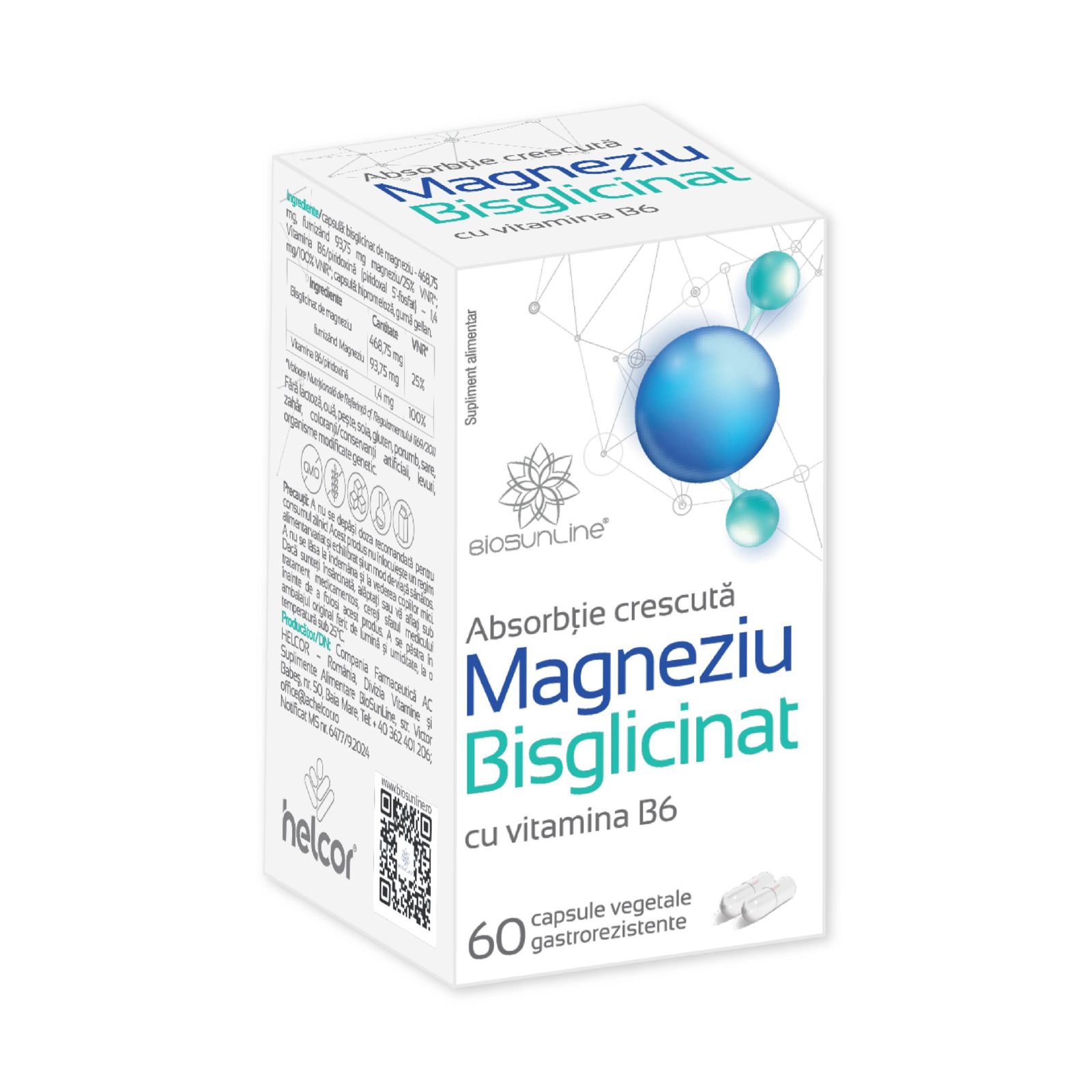 Poza produs Magneziu Bisglicinat, Helcor | 60 capsule