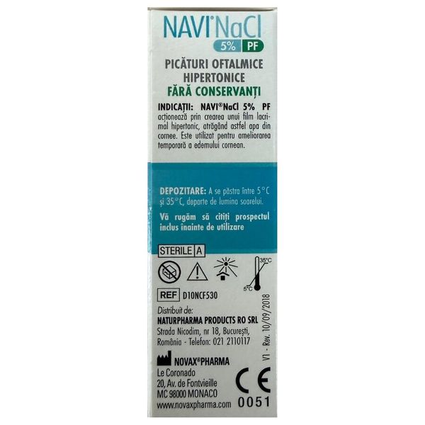 Picaturi oftalmice hipertonice Navi NaCl 5% PF, Novax Pharma | 10 ml — poza produs 3/5