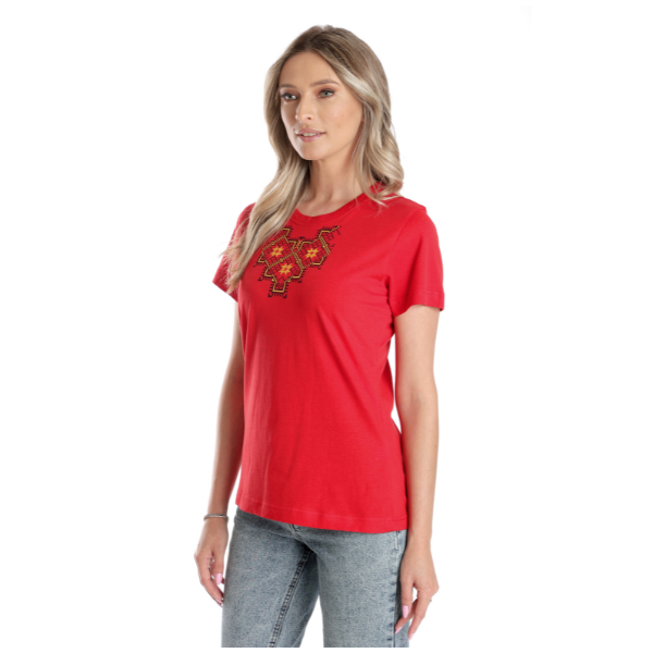 Poza produs Tricou broderie dama DV24TB05 rosu traditional, Dress to Impress | marimea S